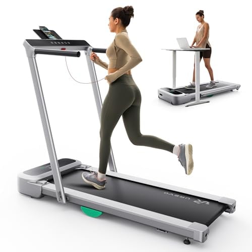 UREVO Laufband mit automatischer Steigung und Dual-Brushless-Antrieb | 3,0-PS-Schreibtisch-Laufband für Zuhause & Büro, 12-Punkt-Dämpfung, leiser Betrieb, Fernbedienung