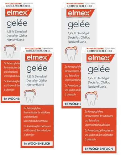 Multipack Set mit Fluorid Zahngel [4x25g] elmex gelee – Intensiver Kariesschutz & Zahnschmelz-Stärkung