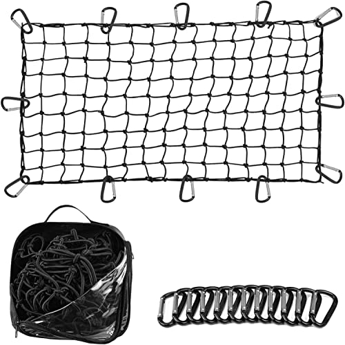 Grit Performance Gepäcknetz Auto & Anhängernetz, Dehnbar bis 240x360 cm, Für Dachträger Gepäcknetz, Gepäcknetze für Off-Road-Fahrzeug, 12 Sicherungshaken und Aufbewahrungstasche