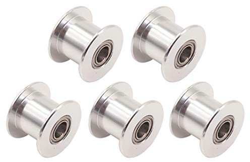 WINSINN GT2 Umlenkrolle 20 zahnlose 5mm Bohrung 10mm Breite Timing Pulley Rad Aluminium für 3D Drucker (5er Pack)
