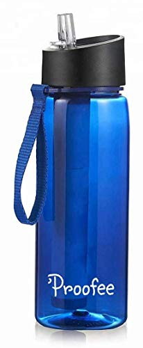 Proofee, Outdoor Water Filter Bottle with Straw, It Removes Bacteria and Protozoa. Great For Hiking, Running, Camping, Outdoor Sports and Emergency Preparedness, Comes With Built in Compass