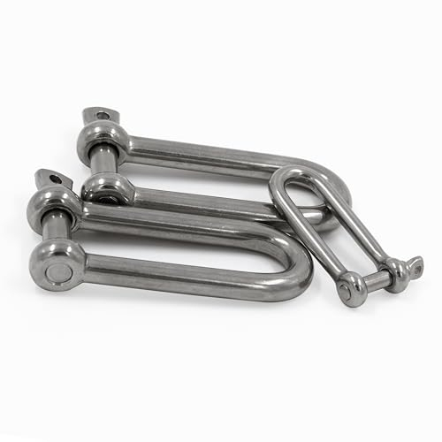 PROTECH 10 Stück Edelstahl Schäkel 8mm Stahlseil Drahtseil Schaekel lang rostfreier A4 V4A Rundschäkel Drehschäkel D-Schäkel