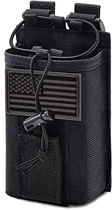 Molle Radio Pouch Holster Tactical Holder Duty Belt Accessories Military Heavy Bag for Two Ways Walkie Talkies Adjustable Storage with 1 Pack Patch