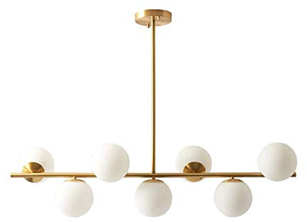 JIAODIE Modernes Pendelleuchte 7-Lichter Rund Hängeleuchte Gold Sphärisch Sputnik Glas Lampenschirm Kupfer Kronleuchter Wohnzimmer, Esstisch, Schlafzimmer Deckenleuchte Lamp