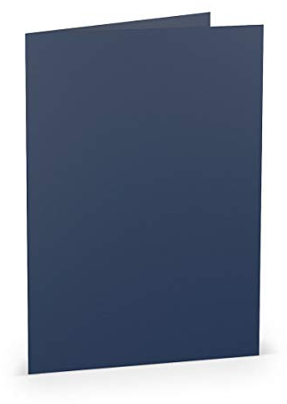 PAPERADO 400 Faltkarten DIN A5 Jeans gerippt Dunkel-Blau - Doppelkarten vorgefaltet blanko 220 g/m² - 14,8 x 21 cm - Klappkarten Basteln Einladungskarten Hochzeit Kommunion