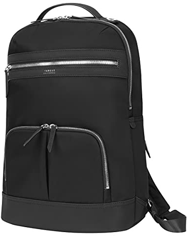 Targus TBB599GL 15” Newport Rucksack – Schwarz Premium-Metallic-Besatz Hochdichtes, Wasserabweisendes