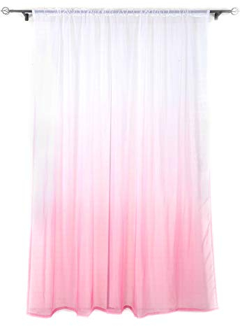 Chrasy 2er-Pack Gardinen Schals Voile Gardinen Gardinenschals Vorhänge Voile Schlaufenschal mit Farbverlauf für Schlafzimmer/Kinderzimmer Große Fenster(H 270 X B 100cm) (Rosa)