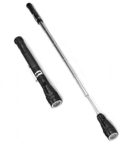 Magnetic Pickup Tool with LED Light, Extendable Telescopic Magnet Flashlight, Telescopic Magnet Cool Gadget to Hard Reach Place Tool Gift for Dad Men Him