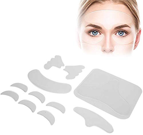 11 Pièces Silicone Visage Anti-rides Patch, Facial Patches, Réutilisable Joue Poitrine Front Anti-ridules Autocollants, pour la Réduction des Rides, Anti âge Lissage Tape