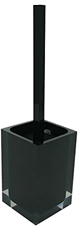 Gedy Auckland Scopino WC Nero, Misure e Peso: 37,5X9,8X9,8 CM & 0,855 kg, Realizzato in Resina Trasparente di Alta qualità, Scopino per WC Design di R&S, Fatto a Mano, 2 Anni di Garanzia