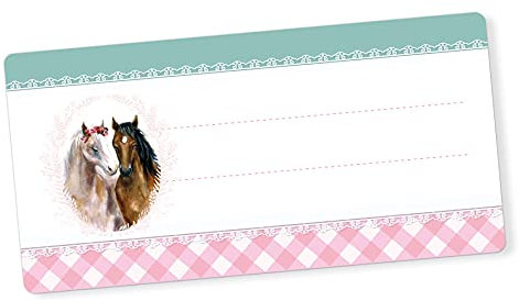 itenga 40x Buchetiketten Heftetiketten 9x4,5cm I Schulheft Etiketten I Namensschild beschreibbar selbstklebend Aufkleber aus Haftpapier (Pferd)
