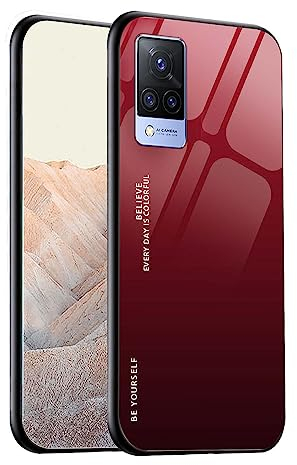 WEIOU Étui pour Vivo V21 5G Coque, Cover de Téléphone en Verre Trempé 9H, Cadre Souple Silicone TPU Anti-Choc Bumper, Résistant Aux Chocs Housse Case - 5