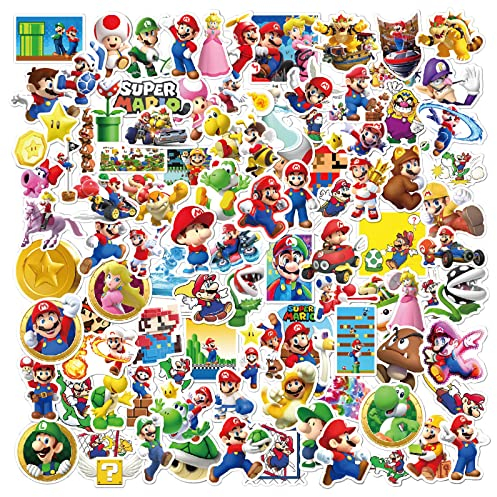 Deen Super Mario Aufkleber Pack 100 Stück, wasserdichte Vinyl Aufkleber Anime Stickers Trendiges Scrapbook Abziehbilder für Teenager Mädchen Laptop Tasche Skateboard Fahrrad Wasserflaschen Telefon