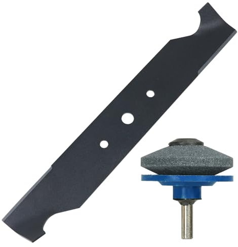Spares2go Hi Lift Metal Blade for Hayter Harrier Hobby Hunter Motif Ranger Lawnmower (40cm / 16) + Drill Sharpener Attachment