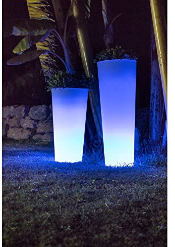 Maceteros Iluminados para Exteriores - Macetero Ficus 80 Light LED RGB Solar + Batería Recargable (30X30X80)
