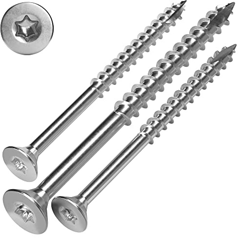 SCREW REBEL Spanplattenschraube Edelstahl A2, 4,5 x 45 mm - 200 Stück, TX20, Teilgewinde, Cut-Spitze, Holzschraube mit Senkkopf