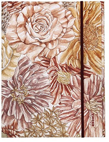 Rhodia 120026C - Rhodia ORANGE Botanique - Sammelmappe mit Gummizugverschluß, 3 Klappen, DIN A4+ 24x32 cm, Deckel soft touch, mit Blumenmotiven, 1 Stück