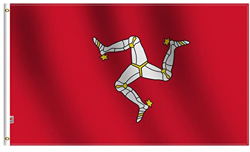 Doppelseitige Isle of Man Flagge, 90 x 152 cm, 100D Polyester, vierfach genähte Fliegenenden, Mann die drei Beine, Hausdekoration, Hof, Garten, Geschenkbanner