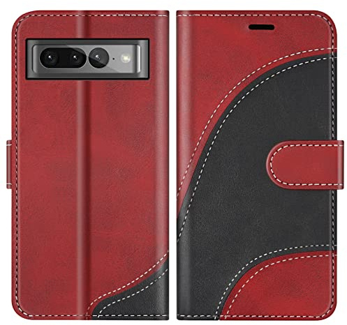 BoxTii Cover per Google Pixel 7 PRO, Custodia in PU Pelle Portafoglio per Google Pixel 7 PRO, Magnetica Cover a Libro con Slot per Schede, Rosso