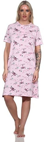Normann Damen Kurzarm Nachthemd in floralem Alloverprint, Farbe:rosa, Größe:44-46