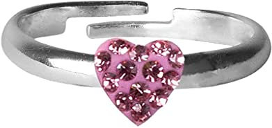 klostermann KINDER + Erw. Silber RING,verstellbar (Herz mit Strasssteinen pink) 61017 v bb