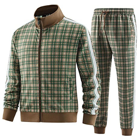 W JIANWANG Trainingsanzug Herren Fußball Traningsanzuganzug Sportanzug Freizeitanzug Sport Jogging Anzug Für Männer Trainingsanzüge Fussball Laufanzug Jogginganzug Set Grün 2601 L