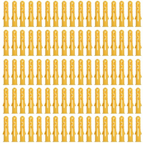 Lot de 100 chevilles M6 x 40 mm en nylon jaune pour maçonnerie, brique, béton