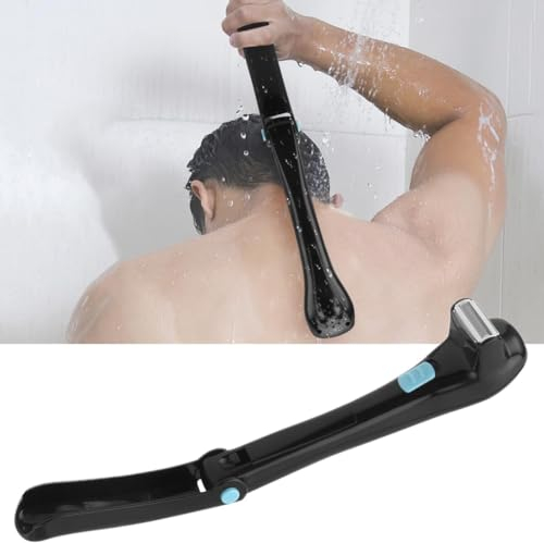 Elektrischer Rückenrasierer, Do-It-Yourself Elektrischer Rückenhaarrasierer, Faltbarer Rasierer Groomer Trimmer Rasieren Nass oder Trocken für Männer, Körperhaarschneider,Battery Powered