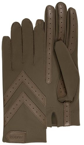 Isotoner Gants femme tactiles tissu extensible recyclé, résistant à l'eau, non doublé, taille unique, TU, olive