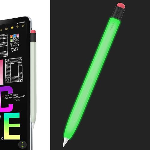 AHASTYLE Classic Pencil Case for Apple Pencil 2nd Gen & Pro (2024) Silicone Protective Sleeve - Compatible with Magnetic Charging and Double Tap - Glow Green