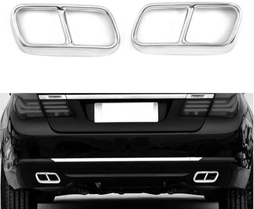 OSTREY Auto-Auspuff-Endrohr-Abdeckungsverkleidung für BMW 7 Series F01 2009-2014, Auspuffblenden-Dekorationszubehör,A Silver