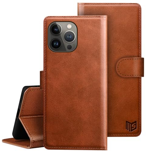 SUANPOT for iPhone 15 Pro Max 6.7 inch case with [Credit Card Holder][RFID Blocking],PU Leather Flip Book Phone case Women Men for Apple 15 Pro Max Protective Cover Orange