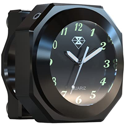 Weigudoc Lenkeruhr Motorrad, wasserdichte Uhr Motorrad, Glow-in-The-Dark für Motorrad Fahrrad, Motorrad Uhr Wasserdicht für 7/8 Zoll oder 1 Zoll Lenker Halterungsdurchmesser (Schwarz)