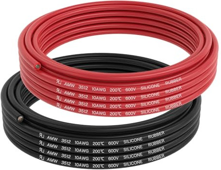 FIRMERST 10 AWG Silikonkabel 5.26mm² 7.5 M Schwarz and Rot, Verzinnte Kupferdraht, Flexibel