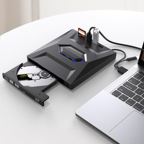 JOYIN-BURN USB 3.0 External 4-in-1 Blu-ray Writer, BD-RE Burner Drive with SD Card Reader, USB 3.0 & Type-C Input Ports, for Laptop PC, Windows 11/10/8/7, Linux, Mac OS