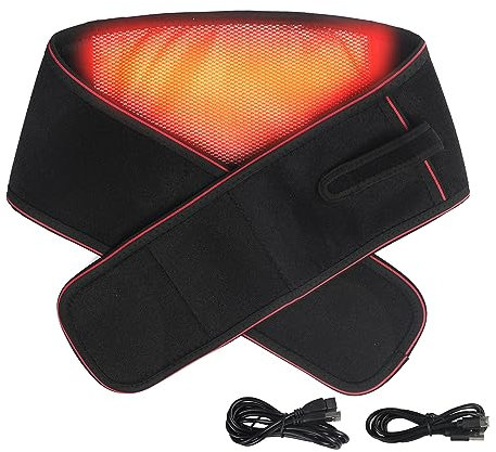 USB Heating Pad with Vibration Massage for Back Pain Relief, Electric Menstrual Heating Pad, Portable Heated Waist Warmer Stomach Heat Wrap Kidney Belt Lower Back Support Hot Therapy for Men Women