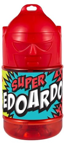 CLEARCO Borraccia con cannuccia personalizzata Super Eroe 300 ml - Edoardo