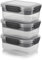 Alpha Designs | Meal Prep Containers Reusable Food Lunch Box with Lids & Tray | 3 Pack | 1600ml