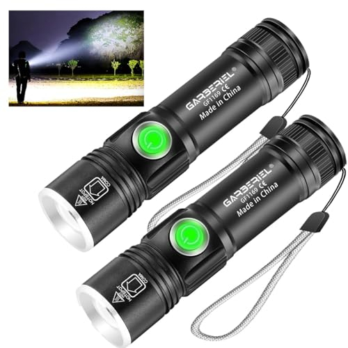 WholeFire 2 Stück LED Taschenlampe Batteriebetrieben, 5000 Lumen Taschenlampe LED Extrem Hell mit 4 Modi, IP65 Wasserdicht Mini Taschenlampes Kinder für Camping, Wandern, Outdoor