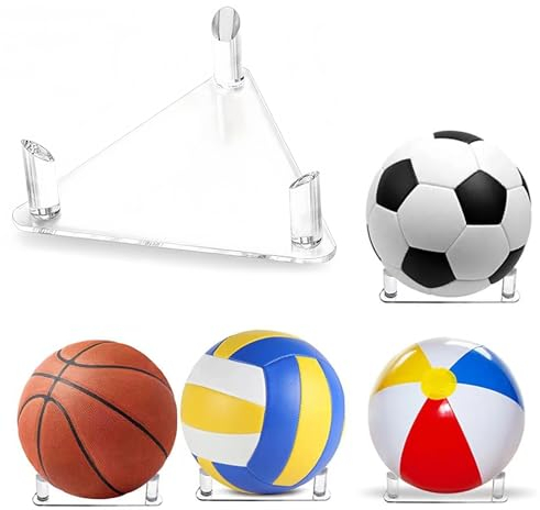 Azonelife Ballständer Halter, Acryl Fußballbälle Präsentationsständer, Transparent Ballhalter-Aufbewahrung Ständer Basketballhalter Ausstellungsstand für Volleyball Rugby Ball Fußball