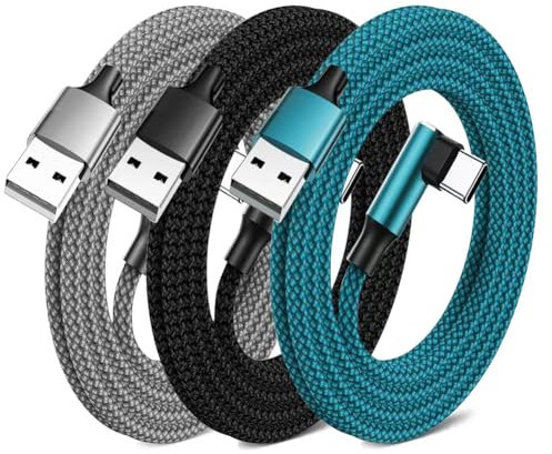 JISWK 3Pack/6FT USB Type-C to USB-A 2.0 Male Charger Cable, 6FT Braided Nylon USB C Charging Cable for Samsung Galaxy, Huawei, HTC, Sony Xperia XZ, LG, Google Pixel