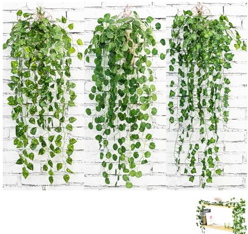 3 Pièces Plantes Artificielles Suspendues, Plantes suspendues, Suspendues Artificielles, 3 Styles Différents, Plante Artificielle Tombante, Fausse Plante Verte, pour Intérieur Extérieur Jardin