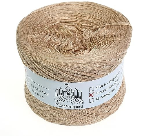 Bobbel einfarbig 200g - 760m 4 fädig Bobbel Wolle Farbverlaufsgarn handstrickgarn stricken häkeln (Beige)