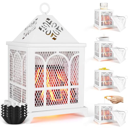 Wowlela Lampe aromatique électrique 4 en 1 pour Cire parfumée, Bougie et Huile parfumée,cheminée Lampe parfumée pour Cire,Brûleur Cire Parfumée Électrique pour Maison Bureau Chambre Décoration