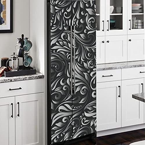 Alwayspon Self-Adhesive Vinyl Fridge Wrap, Peel and Stick Refrigerator Door Mural Removable, Abstract White Triangle Fridge Sticker, 56x163CM