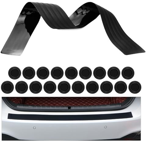 Car Rear Bumper Protector, Anti-Scratch Rubber Bumper Protector Strip with 10 Pcs Car Door Shock Absorber Universal Flexible Trunk Door Entry Guards for Car SUV Truck Pickup Vehicles Black 90 * 7cm