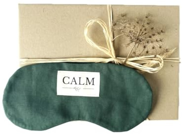 CALM Augenkissen mit Leinsamenfüllung Lavendel, Entspannung, Kühlung, Yoga (Dunkelgrün)