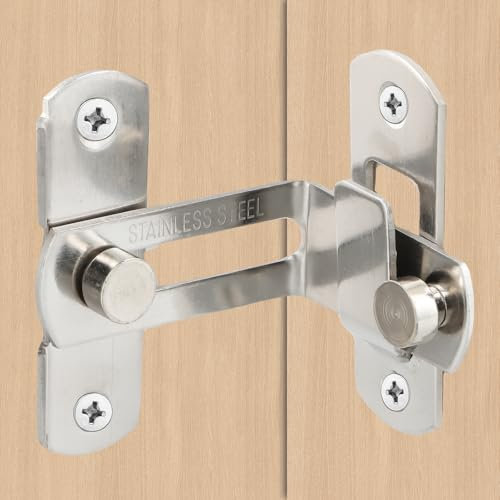 2 Pezzi Chiavistello Scorrevole Porta, Serratura Scorrevole a 90°, Fibbia per Porta Inossidabile Acciaio, Porta Ad Angolo Retto Fibbia, per Porta Fienile Finestra Armadi Giardini (Argento)