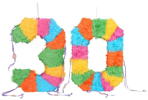 Fax Potato 2pc 30. Geburtstag Piñata- und Augenbinden-Set - Mehrfarbig - Mexikaner Kinder Mädchen Jungs Geburtstagsfeier Parteien Spiele Dekorationen Bausatz