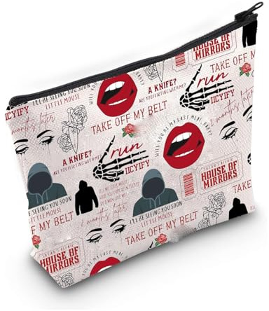 PXTIDY Dark Romance Makeup Bag Haunting Adeline Cat Mouse Duet Bookish Gifts Dark Romance Booktok Travel Makeup Organizer Bag, beige, Fashion
